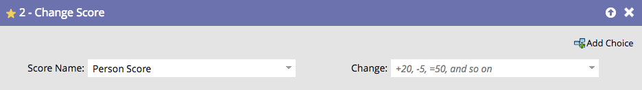 Marketo Smart Campaign flow step 2, Change Score, with Score Name set to Person Score and a Change field that accepts values like +20, -5 and =50